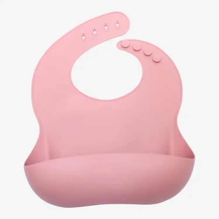 Peek A Boo Pink Color Silicone Adjustable Waterproof Baby Bib