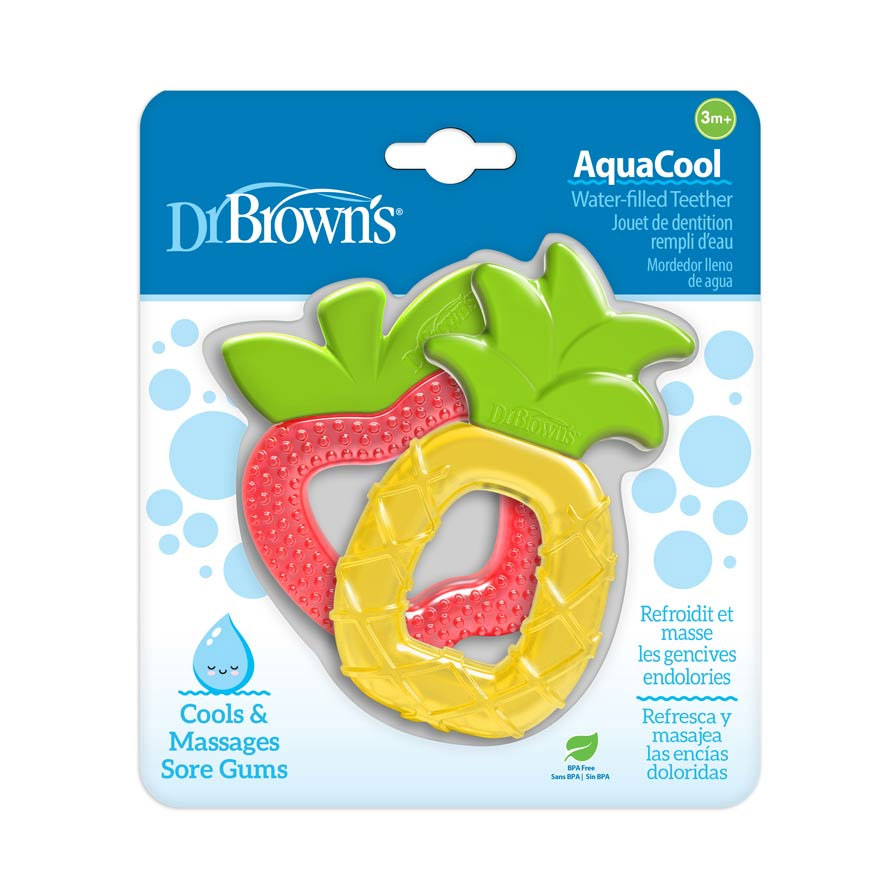 Dr Brown's AquaCool Water-Filled Teether, Pineapple and Apple, 2-Pack TE024(3m+)