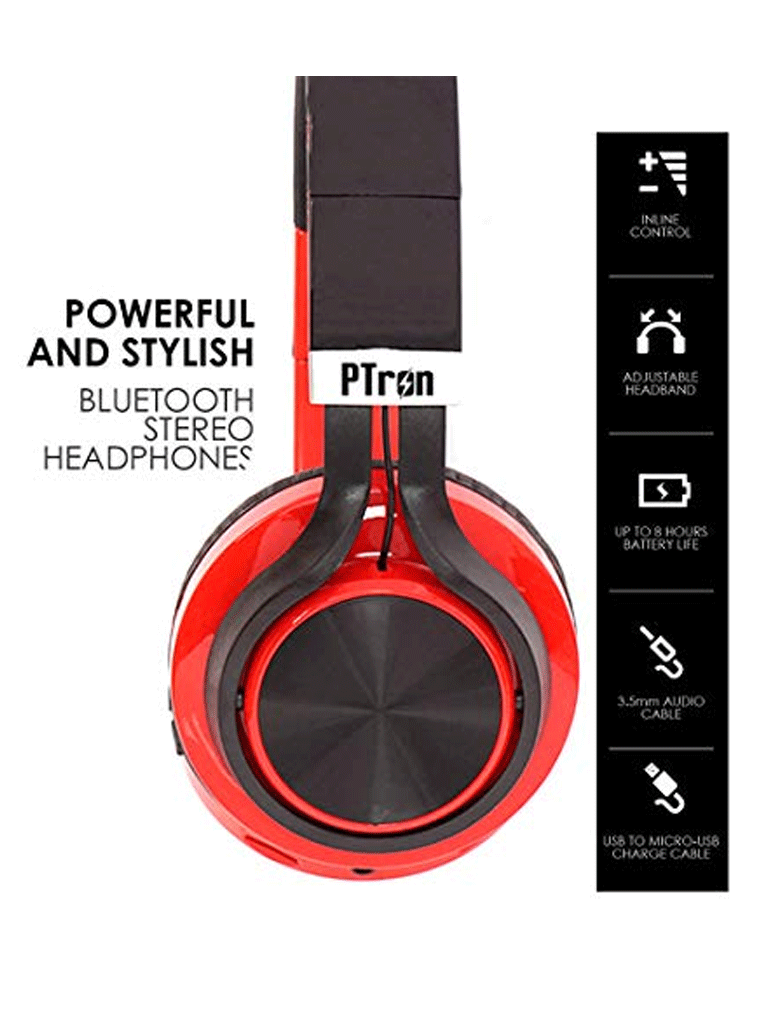 PTron Kicks Bluetooth Headset Wireless Stereo Headphone with Mic For All Smartphones