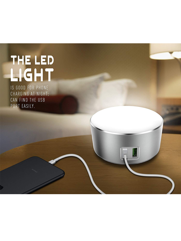 LED Light Touch Lamp With Dual USB Ports Charger âˆšÂ¢â€šÃ‡Â¨â€šÃ„Ãº Silver