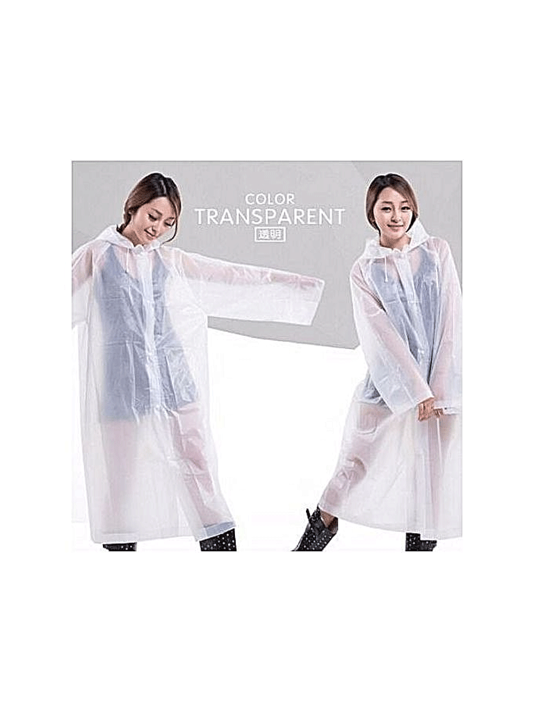 White EVA Hooded Clear Transparent Raincoat Unisex
