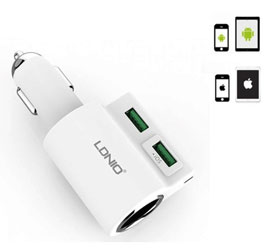 LDNIO CM10 Socket with 2 USB Car Charger Adapter