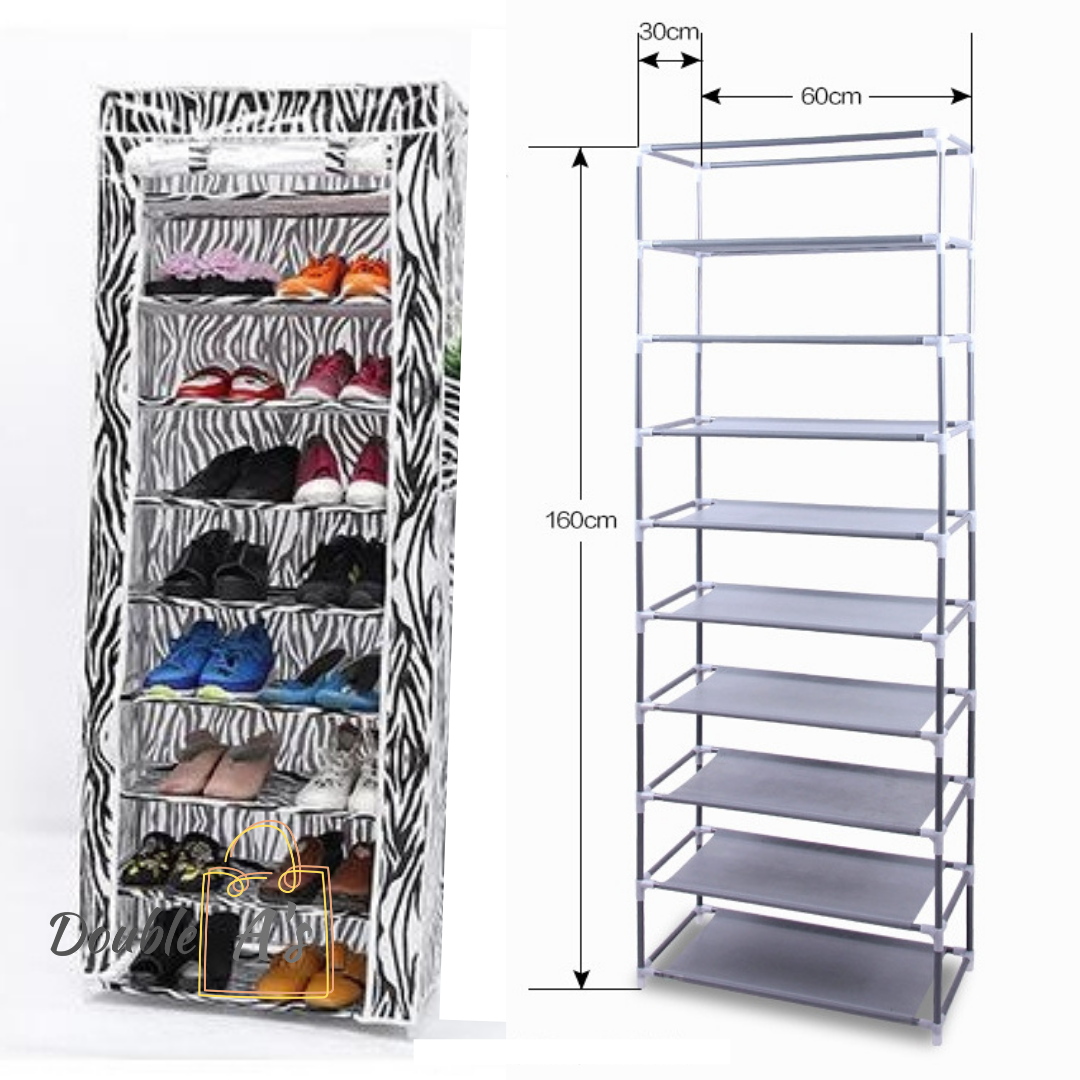 9 Layered Fabric Cover Shoe Rack Foldable Shoe