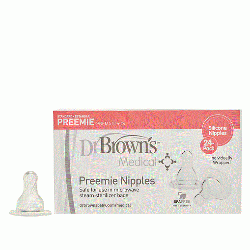 Dr. Brown's Sn011Med Sn Preemie Nipple Bulk 24Pack (Individually Wrapped)