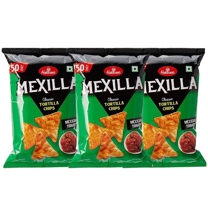Haldiram's Mexilla Mexican Tomato Classic Tortilla Chips 55 gm (Pack of 3)