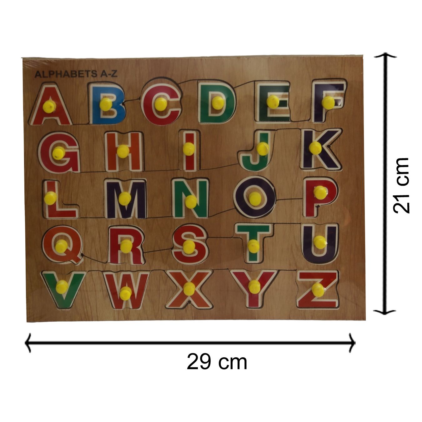 Wooden Knob Puzzles Tray With Colorful English Alphabets Capital Letters Abcd Preschool