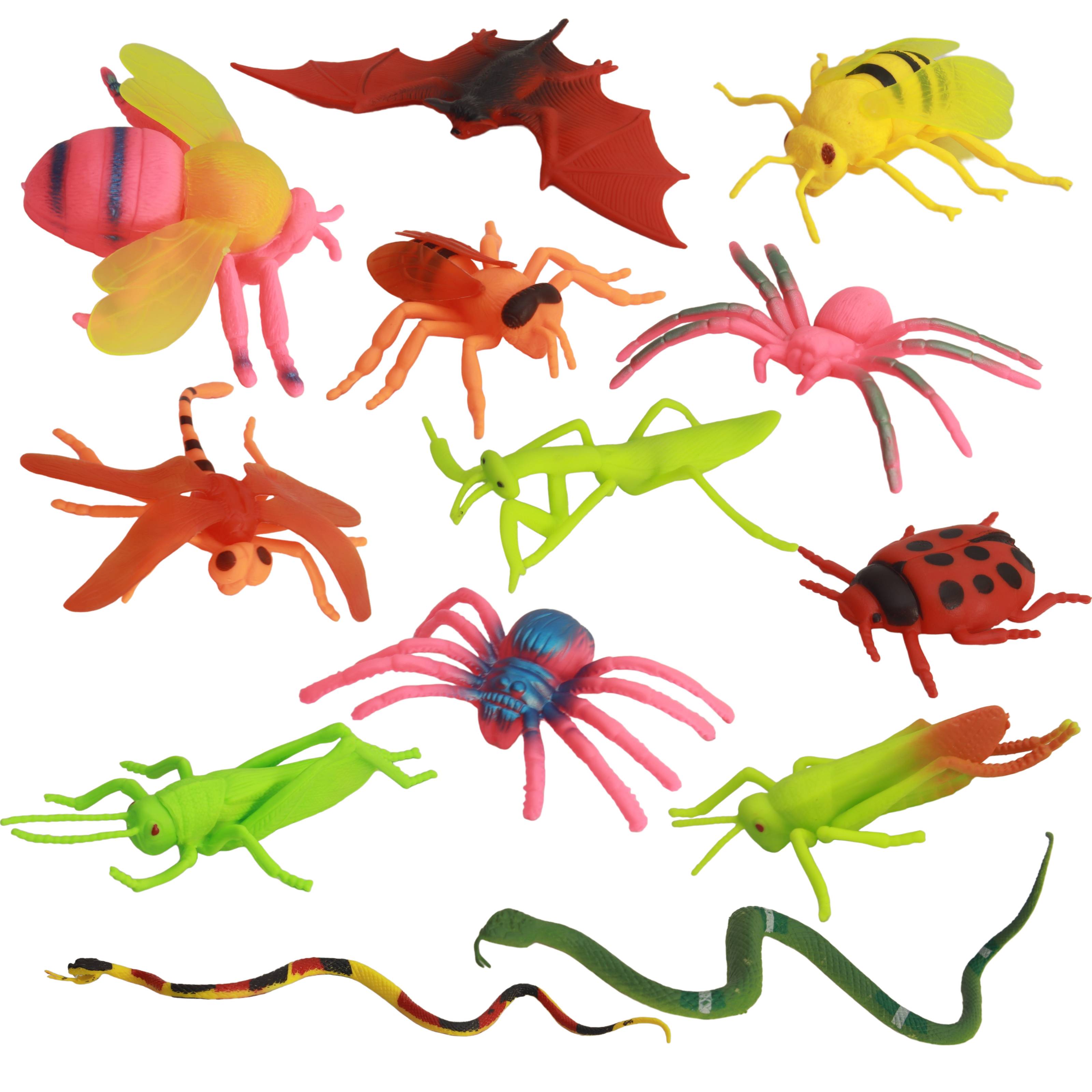 Set Of 13 Realistic Insect Including (Dragonfly Spider Snake Ladybug ...