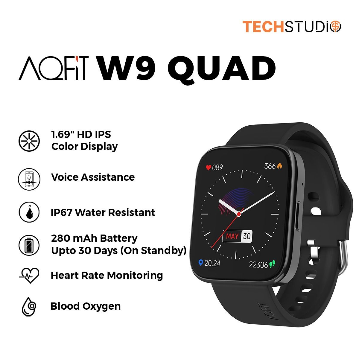 Buy Aqfit W9 Quad Gold Bluetooth Fitness Tracker Smartwatch Online At Best  Price On Moglix