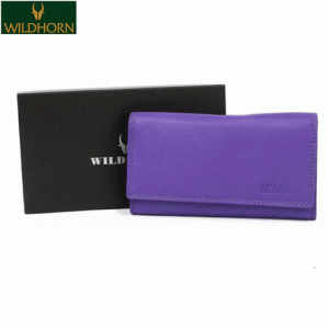 WildHorn Nepal RFID Protected Purple Genuine Leather Clutch for Women suitable to keep Mobile and Bluebook (WHLB030 Purple)