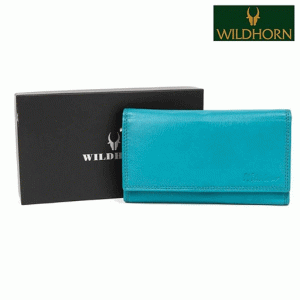 WildHorn Nepal RFID Protected Turquoise Blue Genuine Leather Clutch for Women suitable to keep Mobile and Bluebook (WHLB030 Turquoise Blue)