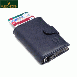 WildHorn Nepal® RFID Protected Genuine Leather Card Holder (Blue)