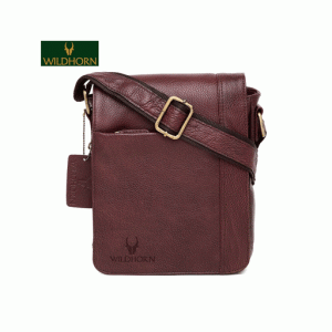 WildHorn Nepal Genuine Leather Sling Messenger Bag (Bombay Brown) L- 8.5inch W-3 inch H-10.5 inch