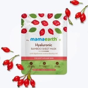 Mamaearth Hyaluronic Bamboo Sheet Mask with Hyaluronic Acid and Rosehip Oil 25G