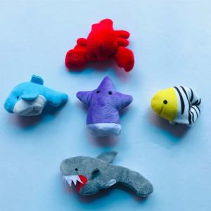 5Pcs Cute Cartoon Biological Sea Creature Finger Puppet Plush Toys Child Baby Favor Dolls Boys Girls Finger Puppets for Kids Gift