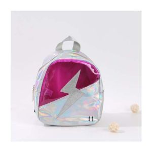 XimiVogue Pink/White Spliced Lightning Iridescent Backpack for Children