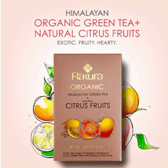 Rakura Himalayan Organic Green Tea with Natural Citrus Fruits 25 Tea Bags