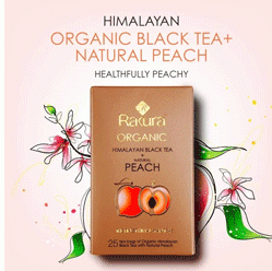 Rakura Himalayan Organic Black Tea with Natural Peach 25 Tea Bags