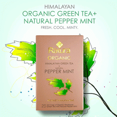 Rakura Himalayan Organic Green Tea with Natural Pepper Mint 25 Tea Bags