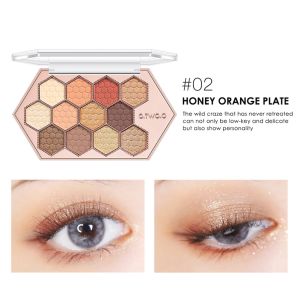 O.TWO.O 12 colors Honeycomb Hexagonal Star Diamond Eyeshadow:-Shade NO: 2 Honey Orange Plate