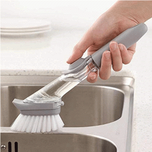 Kitchen Cleaning Brush Scrubber Dish Bowl Washing Long Handle Sponge With Refill Liquid Soap