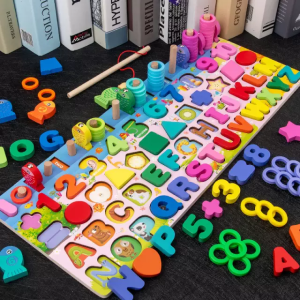 AT Alphabet Number Shape Matching 3D Puzzle Board Game Montessori toys