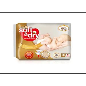 Soft And Dry Premium Tape Diapers New Born- 5 Pcs (Buy 4 Get 1 Free)