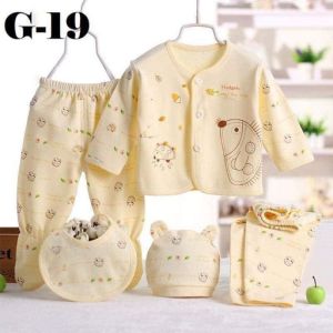 Newborn 5-Piece Sets, Baby Cotton Clothes Long Sleeve for 0-3M