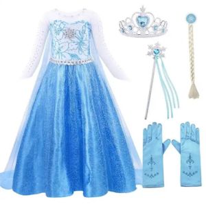 Full Sleeves Elsa Costume With Accessories For Kids