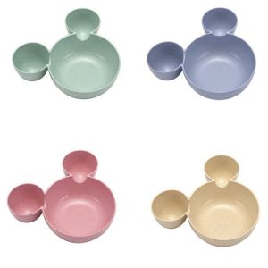 Cute Baby Mickey Mouse Head Shape Portable Ceramic Plate for Kids Creative Food Container Tableware