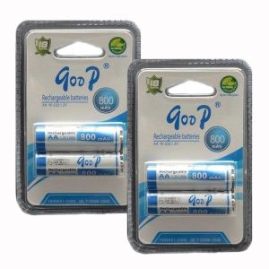 Goop AA Sized 800mAh Ni-CD 1.2V Rechargeable Battery 4 Pcs (2 Pair), Up to 1100 Cycles