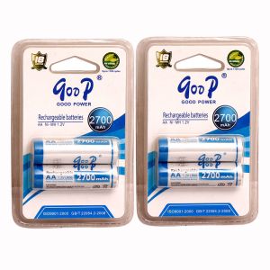 Goop AA Sized 2700mAh Ni-CD 1.2V Rechargeable Battery 4 Pcs (2 Pair), Up to 1100 Cycles