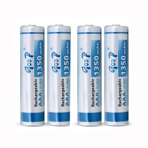 Goop AAA Sized 1350mAh Ni-MH 1.2V Rechargeable Battery 4 Pcs (2 Pair), Up to 1100 Cycles