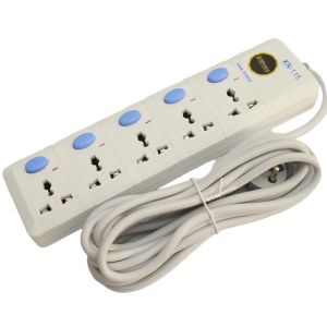 Kohinoor KN-115 5 Port 2500W 10A (max) 5 Meter Length Universal Authentic Extension Multiplug
