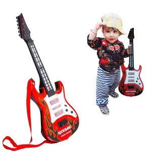 Four Strings Rockband Musical Flashing Battery Operated Guitar for Kids