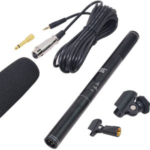 Professional Broadcast Quality Uni-Directional Electret Condenser Microphone 14 Inches With Metal Holder, Anti-Wind Foam Cap, XLR Cable & Connector