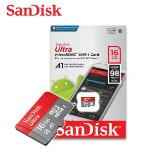SanDisk 16GB Ultra A1,U1, C10 MicroSDHC UHS-I Genuine Memory Card- 100MB/s, Full Hd (4K) Videos