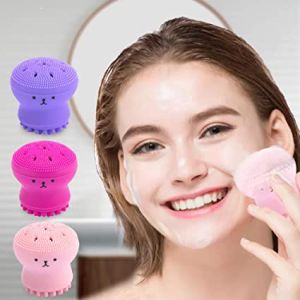 Cute Baby Silicone Octopus Shape Massager Face Scrubber Deep Pore For Skin Care Exfoliating Handheld Facial Cleansing Brushes