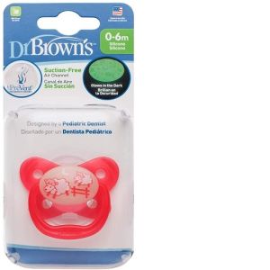 Dr Brown's PV11007-ES Prevent Glow In The Dark Butterfly Shield Pacifier - Stage 1 * 0-6M - Pink (Sheep)