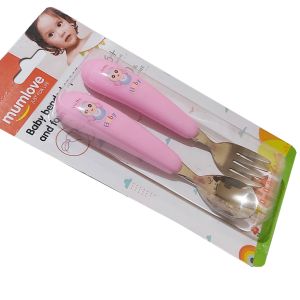 Mumlove Baby Bended Colorful Spoon and Fork Set 'D6303-9' BPA Free