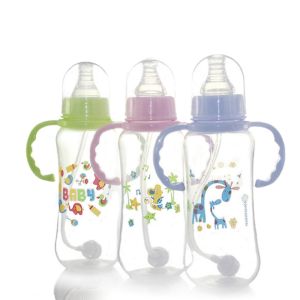 Cute Cartoon Pattern Babies Milk Feeding BPA Free PP Eco-friendly Food Grade 280ml Calabash Bottle with Silicone Nipple