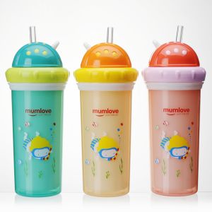 Mumlove Baby Straw Sipper Cup 260ml with Sucker Cartoon Logo (Thermal Water Bottle)