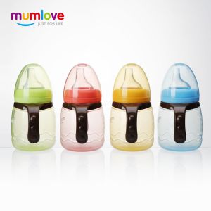 Mumlove Baby Drinking Training Silicone Sippy Cup 180ml Clear Acrylic Sippy Bottle with Handle