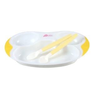 Mumlove Baby Dinner Plate with Spoon, Children Dishware for 6M+