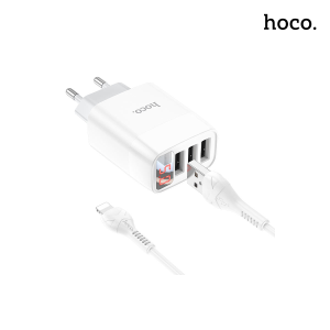HOCO Easy Charge 3-Port Digital Display Charger Set Lightning – C93A
