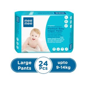 Mee Mee Breathable Premium Baby  Diapers Pants with Wetness Indicator and Leak-Proof Edges (Large, 24 Pcs)-MM-3060 L (PK-24)(8907233349147)