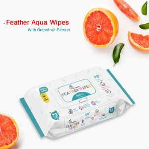 R for Rabbit Feather Aqua  Baby Wipes (pack of 72 with lid )- BIFA72L