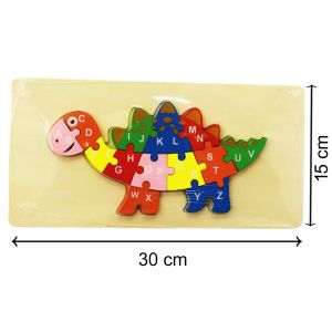 Wooden Shaped Dinosaur, English Alphabet (A-Z) Early Education Cognition Toy Jigsaw Montessori Puzzle for Kids