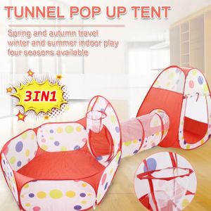 Kids 3 In 1 Play Tent With Play Tunnel for 1-6Y