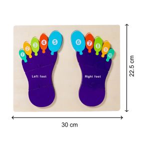 Cute Baby Colorful Wooden Shaped 3D Baby’s Feet with Number, Early Learning Montessori Creative Puzzle Toys for Toddler & Birthday Gift