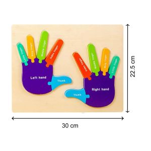 Cute Baby Colorful Wooden Shaped 3D Baby’s Palm with Each Finger’s Name, Early Learning Montessori Creative Puzzle Toys for Toddler & Birthday Gift